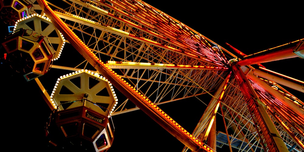 Ferris wheel showing orange lights