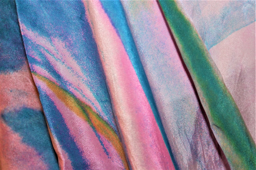 pink blue green textile