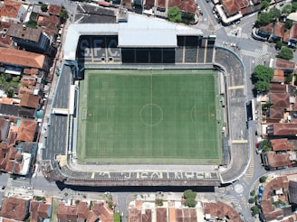 aerial photography of open soccer arena