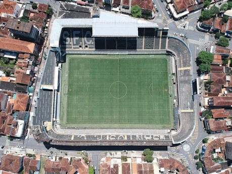 aerial photography of open soccer arena