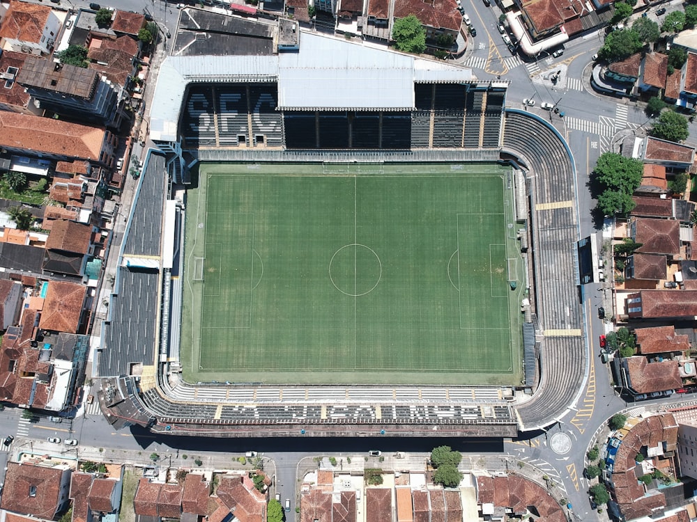 aerial photography of open soccer arena
