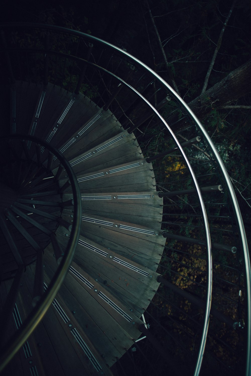 low light photography of stair