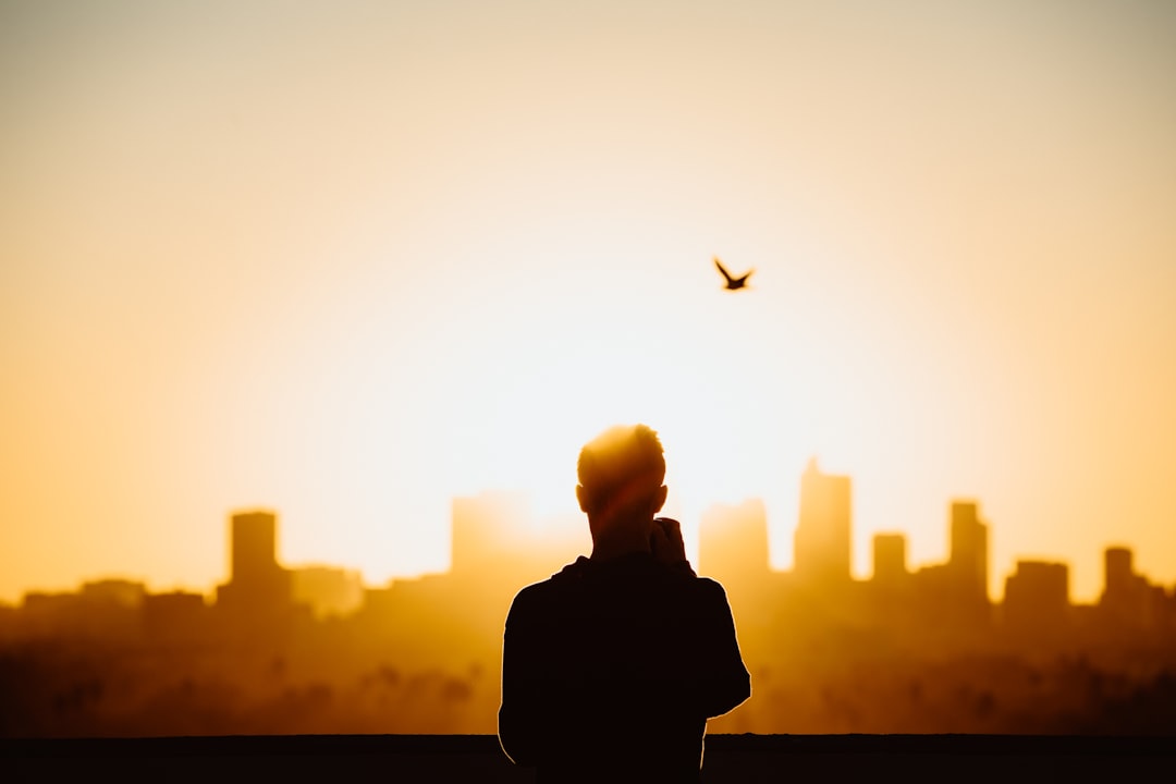 silhouette photography of person during sunrise