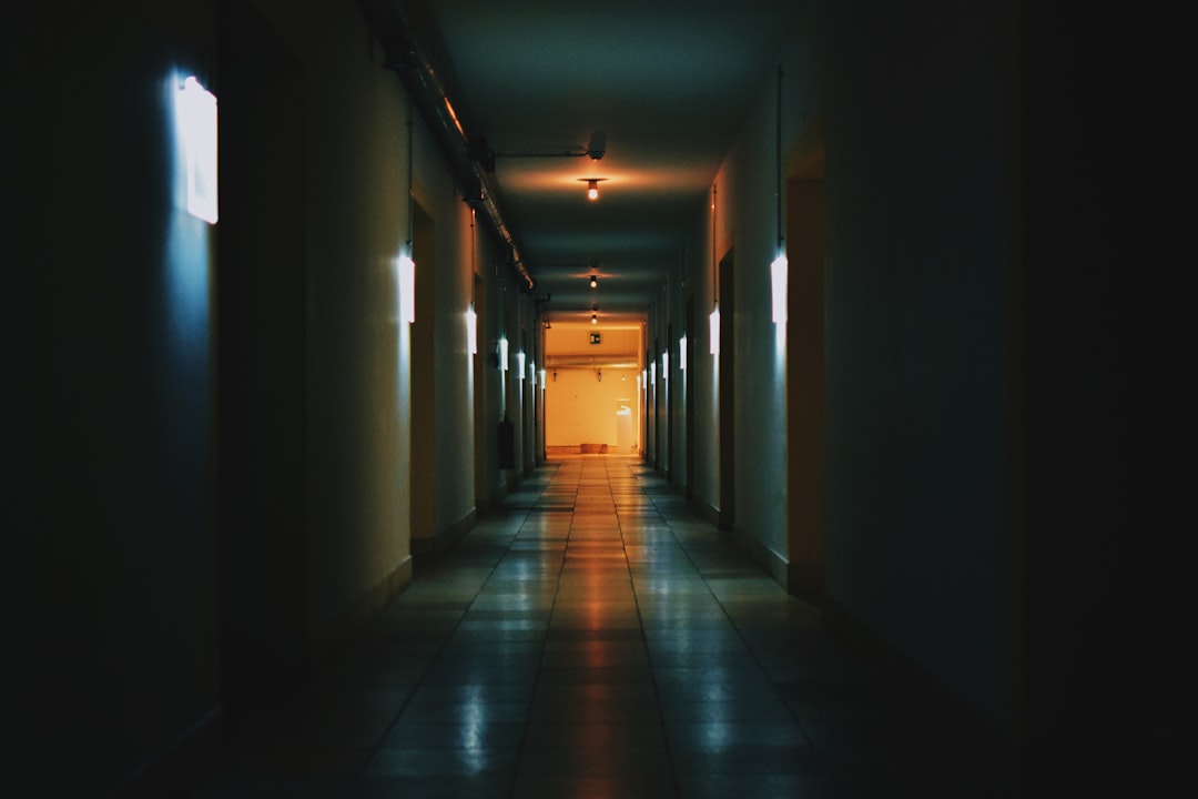hallway with lights on
