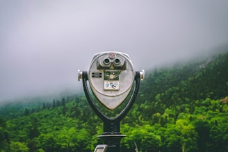 grey and black coin operated sight seeing binocular