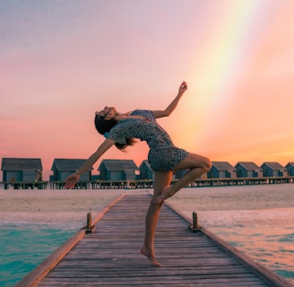 woman standing on dock