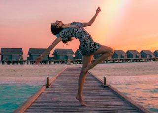 woman standing on dock