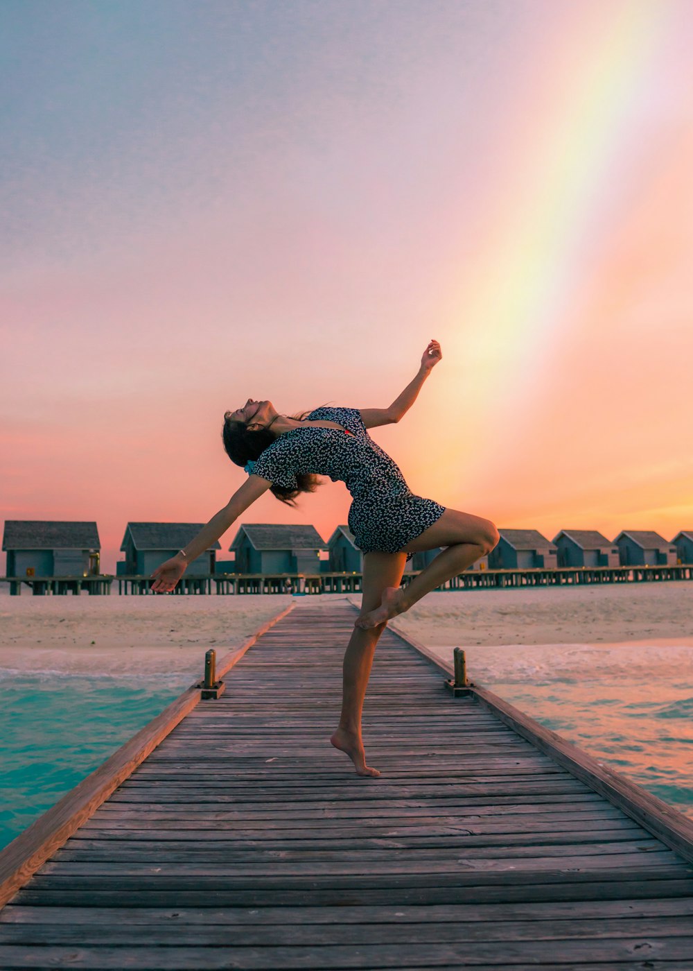 woman standing on dock