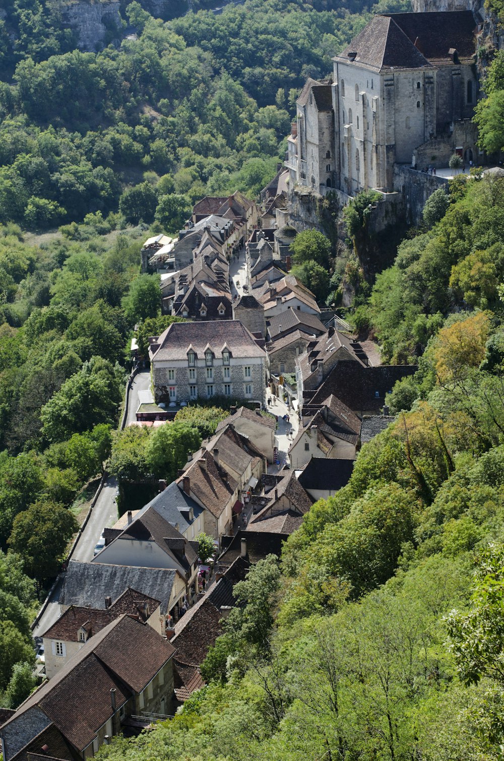 Photographie aérienne de maisons brunes à Forest