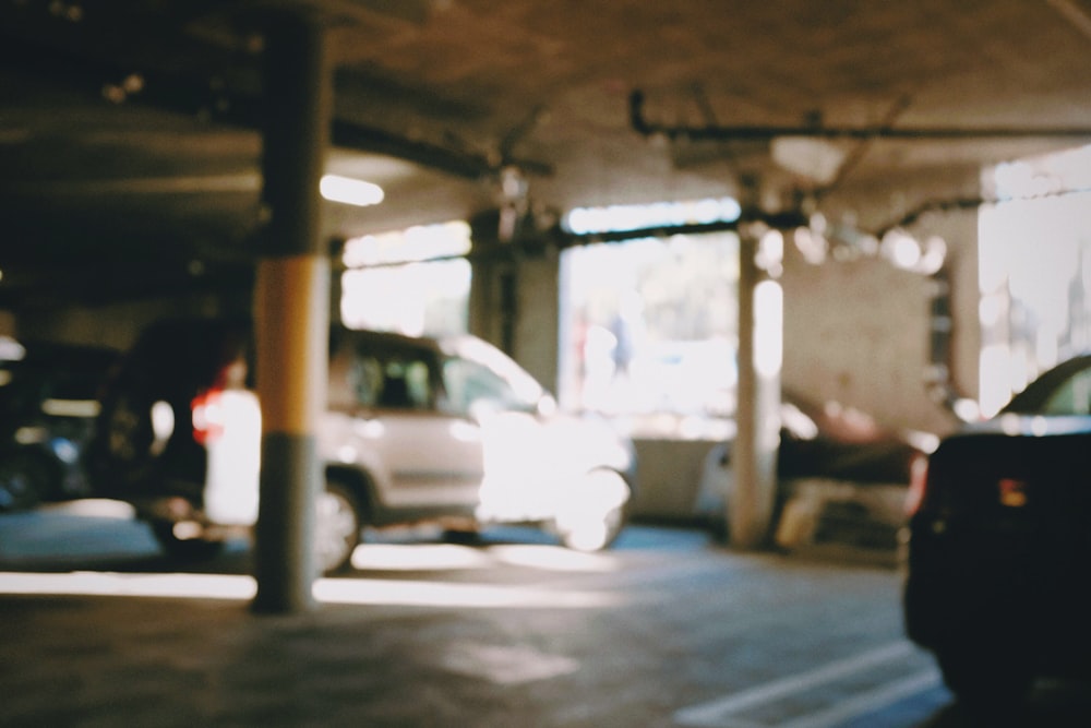 SUV parked in building