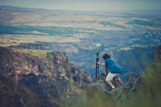 person on mountain in Saghmosavan Armenia