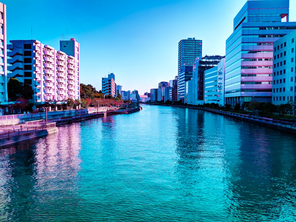 body of water between buildings during daytime