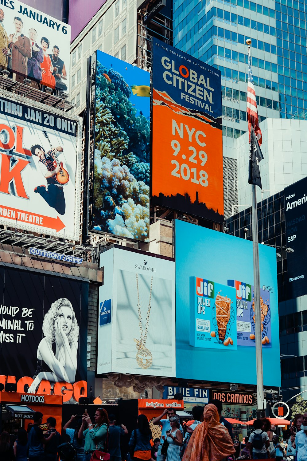 assorted-color billboards