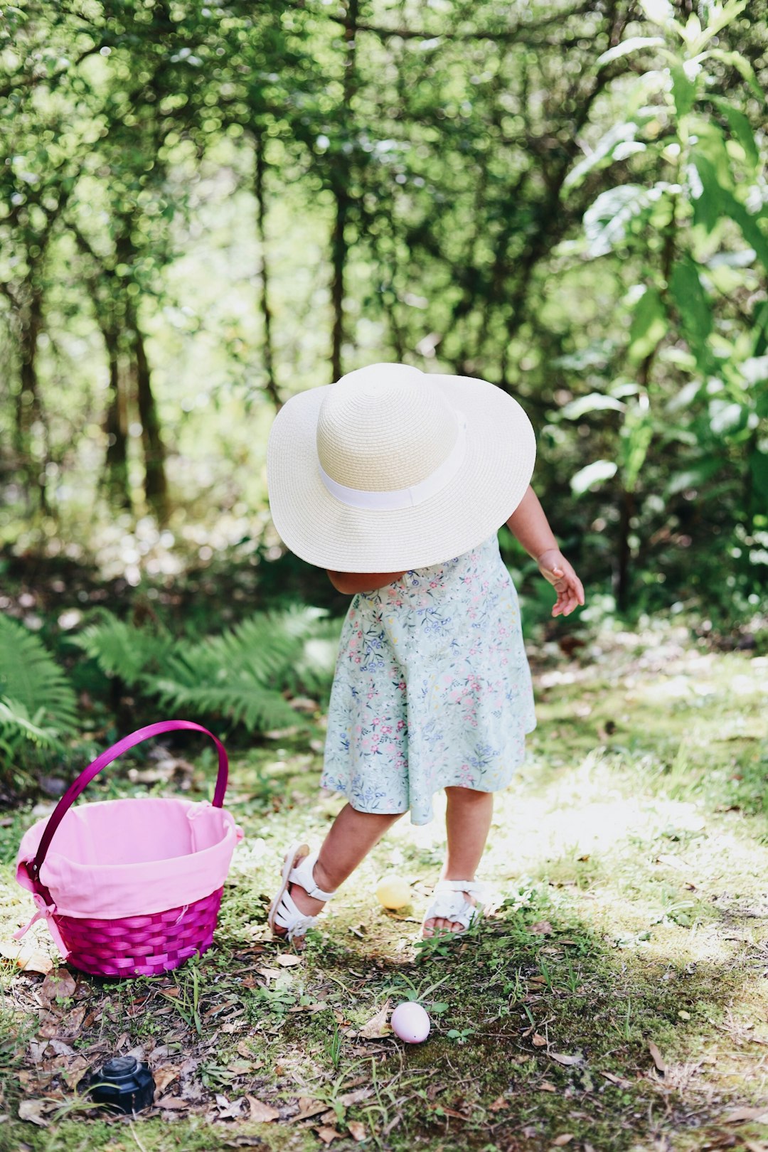 toddler in gray dress