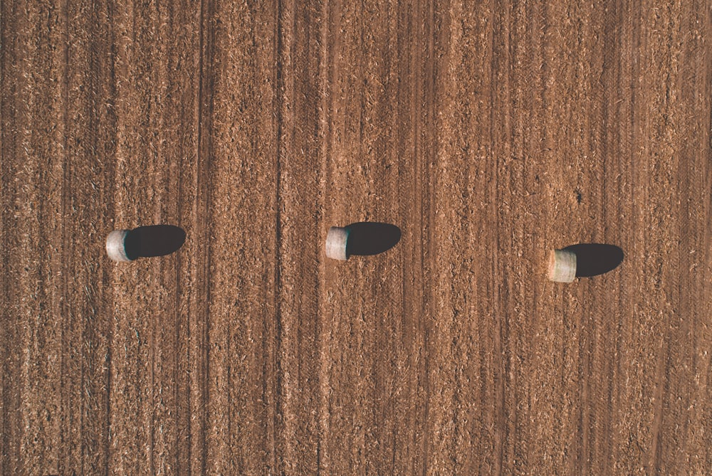 three hay bales on field