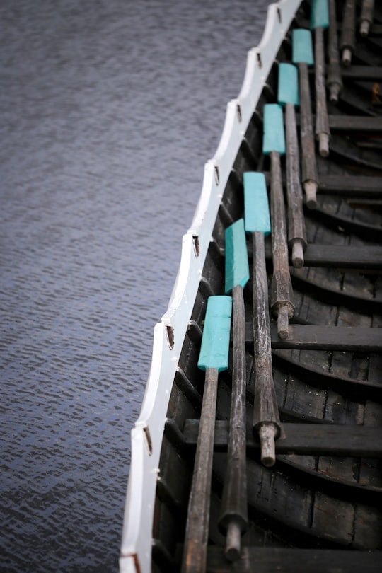 brown wooden oars on boat in Roskilde Denmark