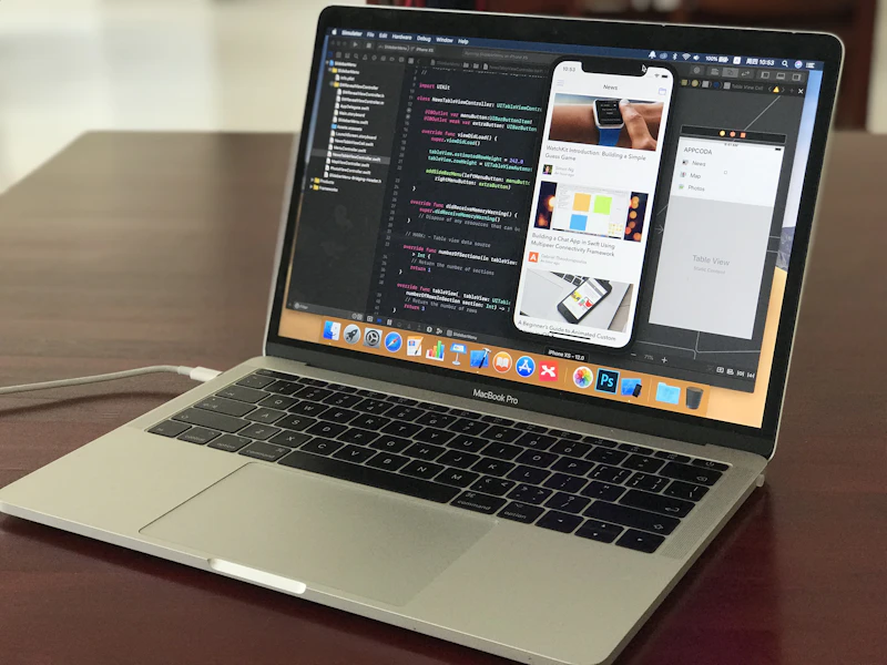 MacBook displaying a software development environment