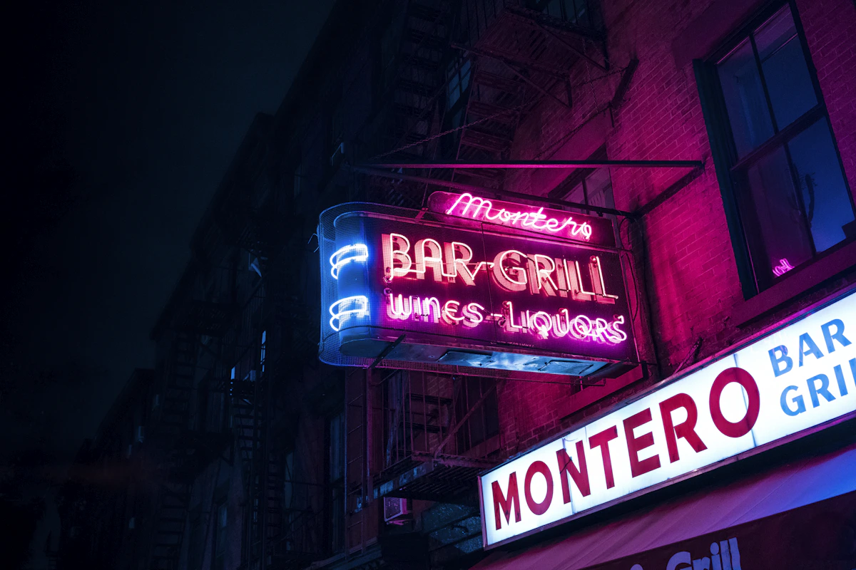 Glowing bar sign in Brooklyn