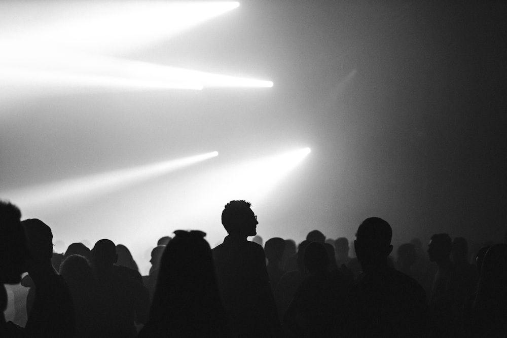 silhouette photo of crowded people