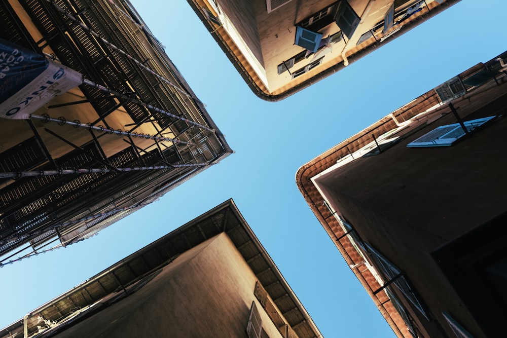 low angle photo of buildings