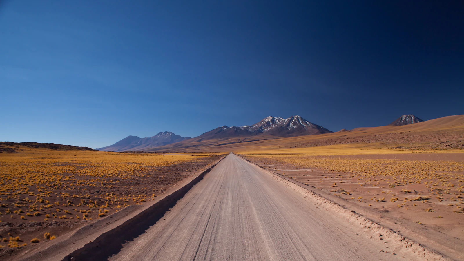 A straight altiplano road outside San Pedro de Atacama