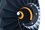 black and white airliner turbine