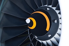black and white airliner turbine