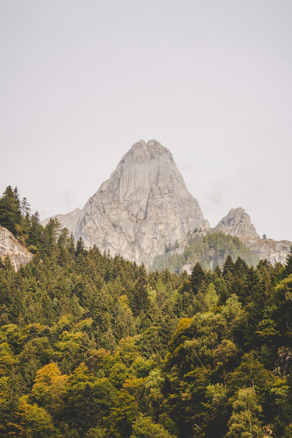 grey mountain under why sky