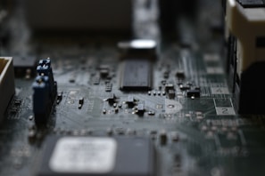 brown circuit board in close-up photography