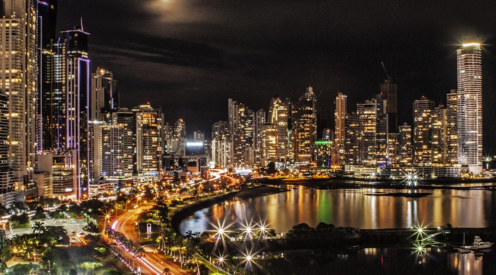 city lights and buildings during nighttime