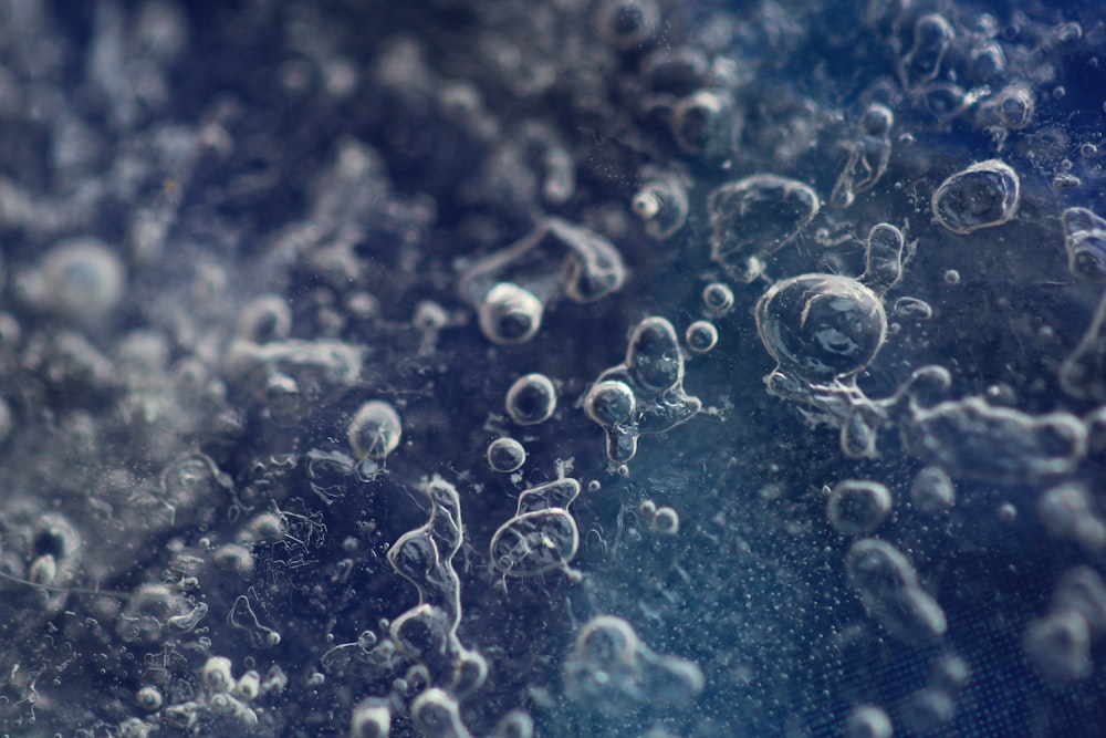 a close up of water bubbles on a surface