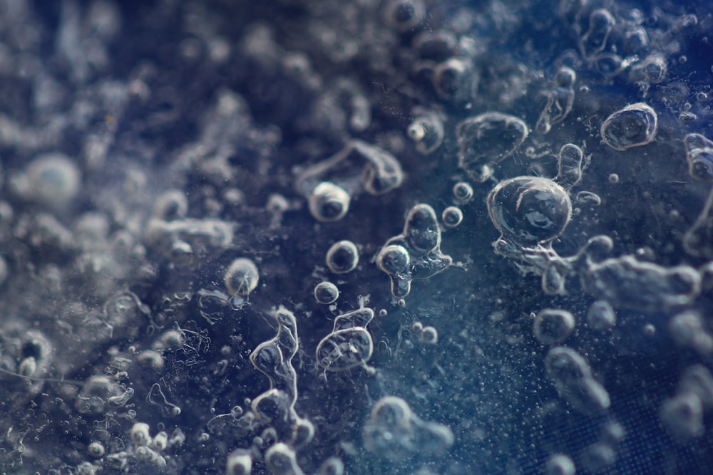 Eine Nahaufnahme von Wasserblasen auf einer Oberfläche