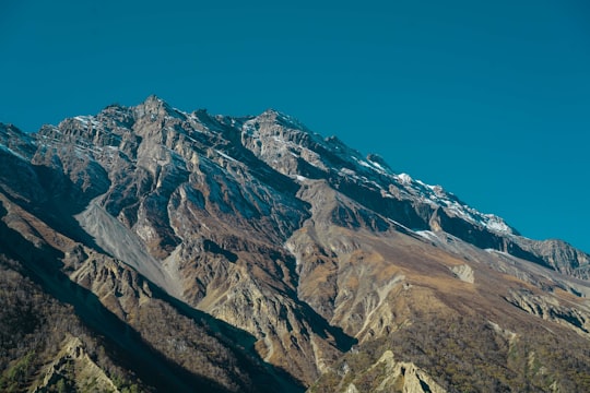 low angle photography of mountains in Manang Nepal