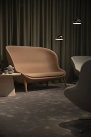 vacant brown fabric sofa