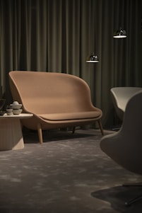 vacant brown fabric sofa