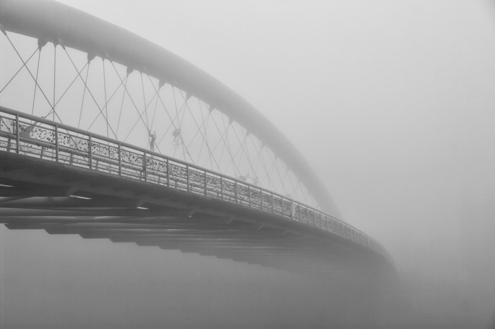 grayscale photo of bridge