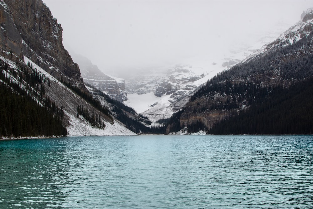 lake surrounded by mountains