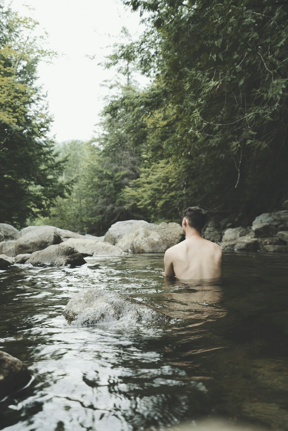 man soaking on water