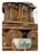 A hand is holding a 50 rupee Indian banknote in front of an intricately carved stone chariot at a historical site. The chariot features detailed sculptures and ornate designs, with large stone wheels and pillars.