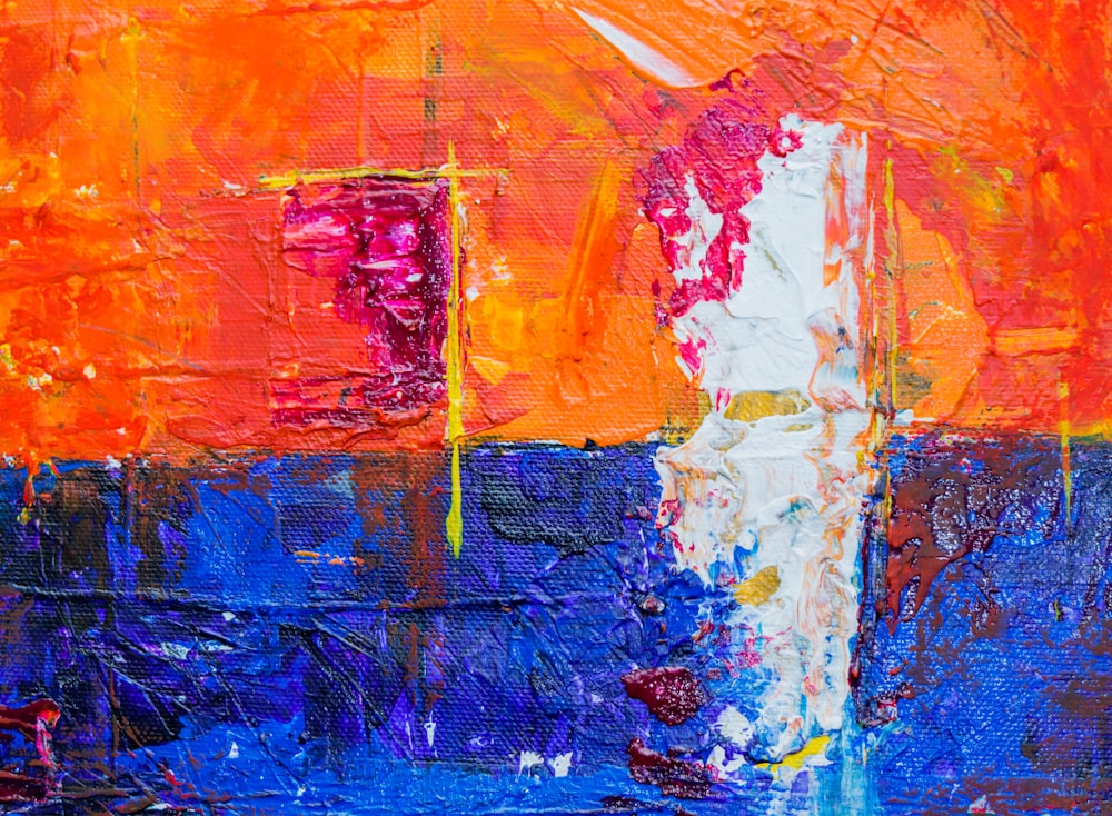 blue and orange abstract painting