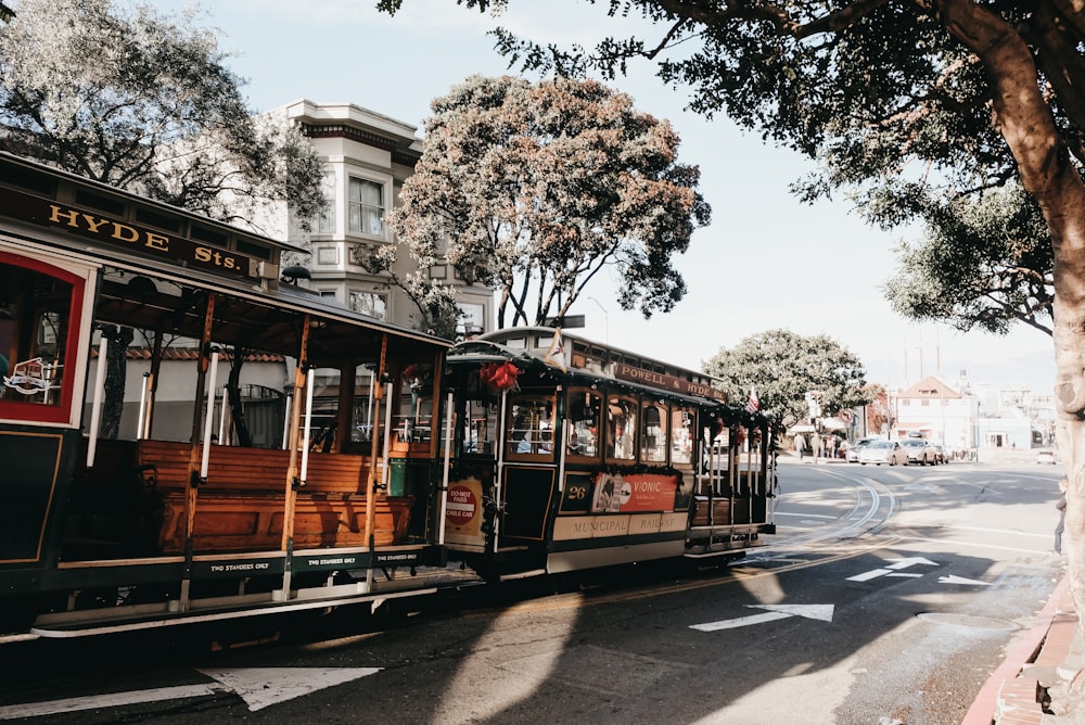 brown tram