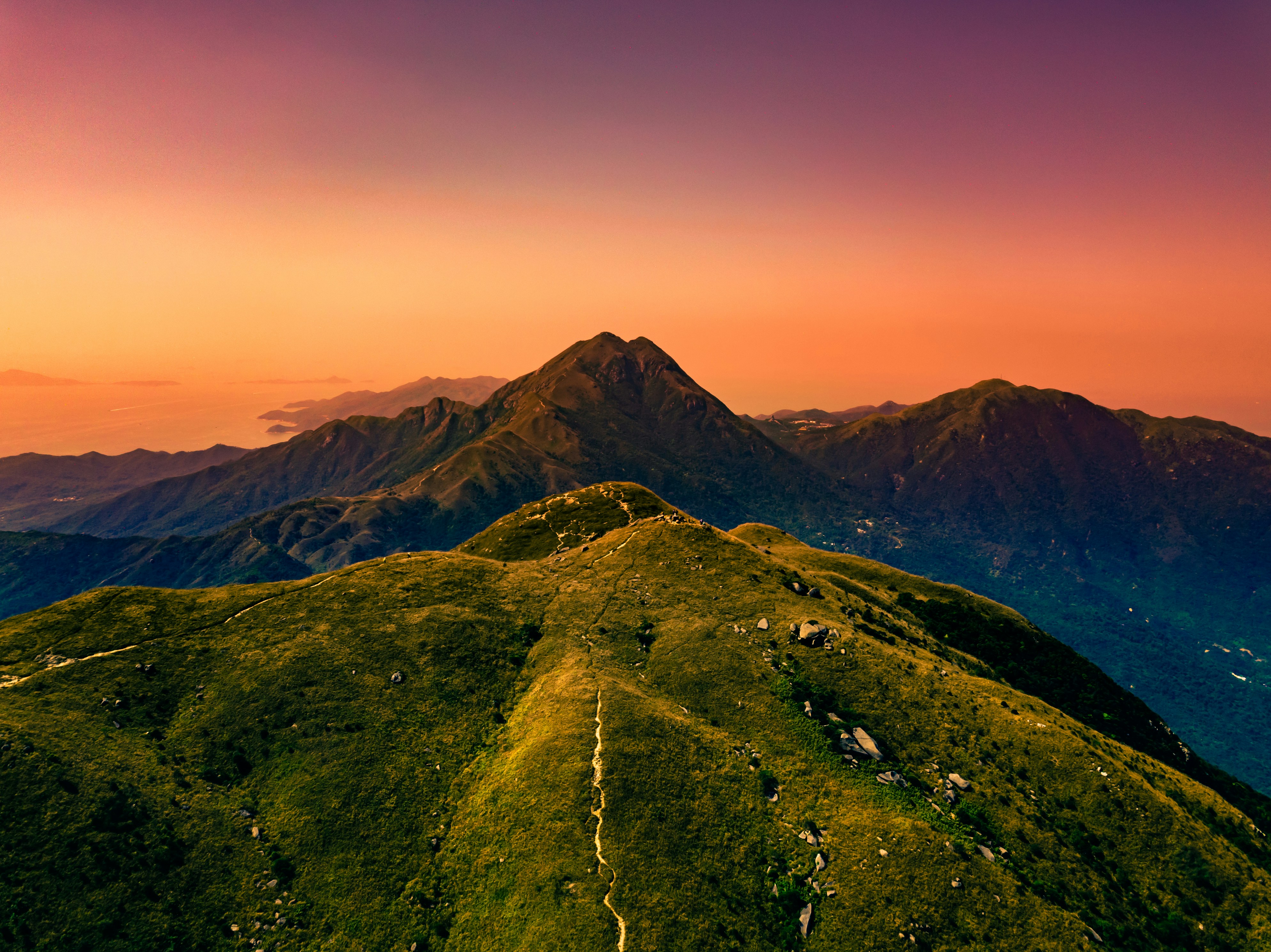 view of mountain during golden hour