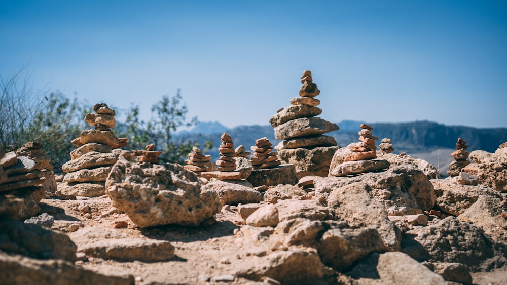 pile of rocks on hill