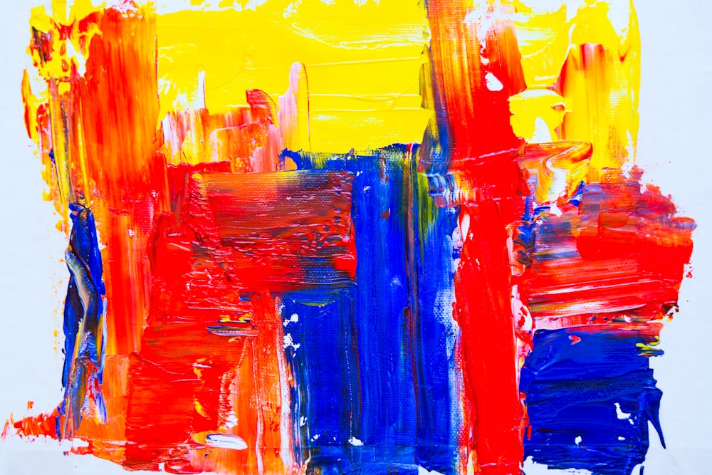 blue, red, and yellow paint illustration