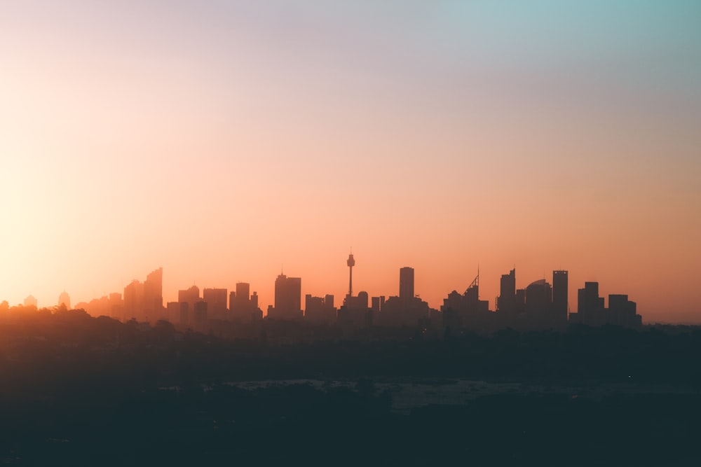 silhouette of high-rise buildings