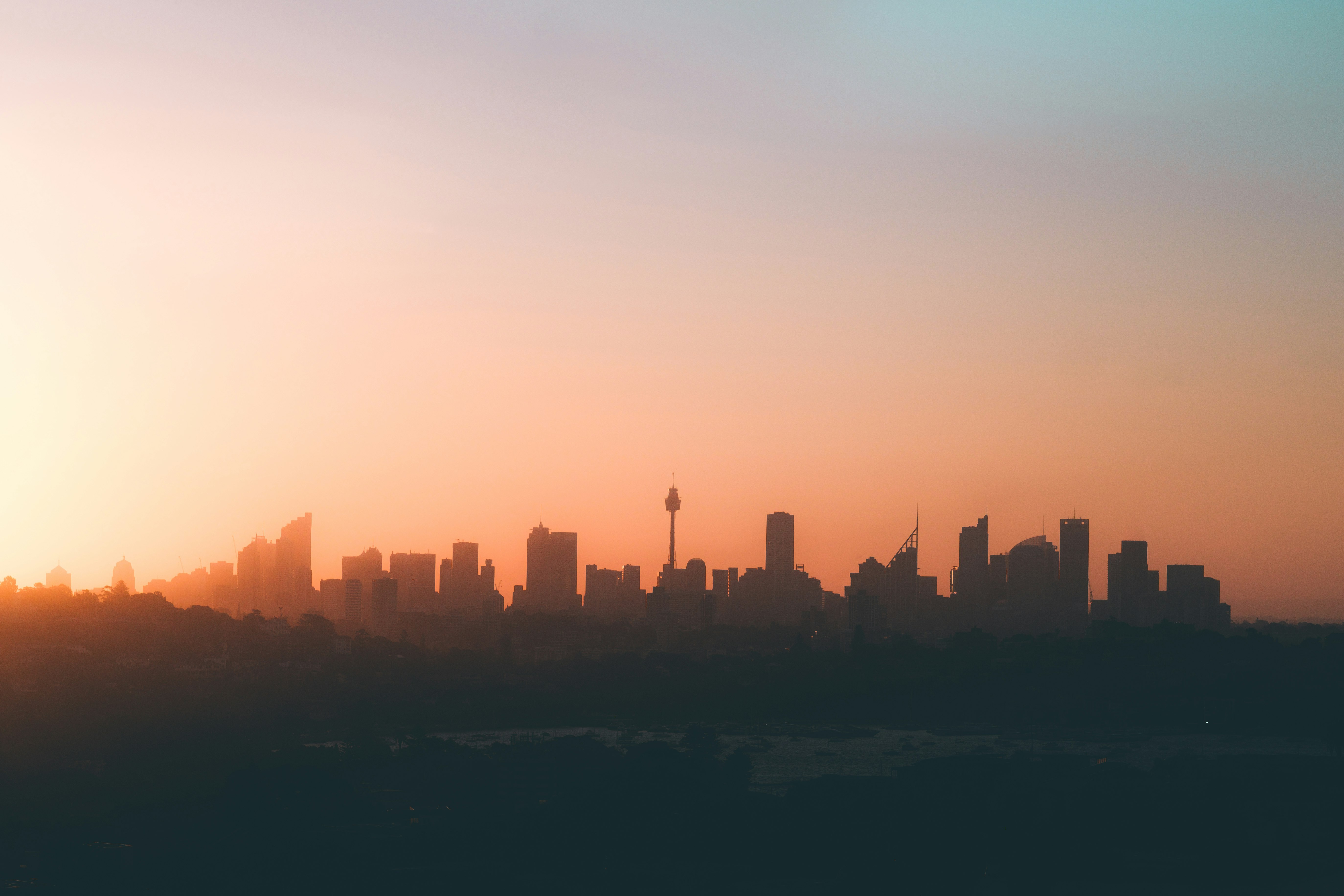 silhouette of high-rise buildings