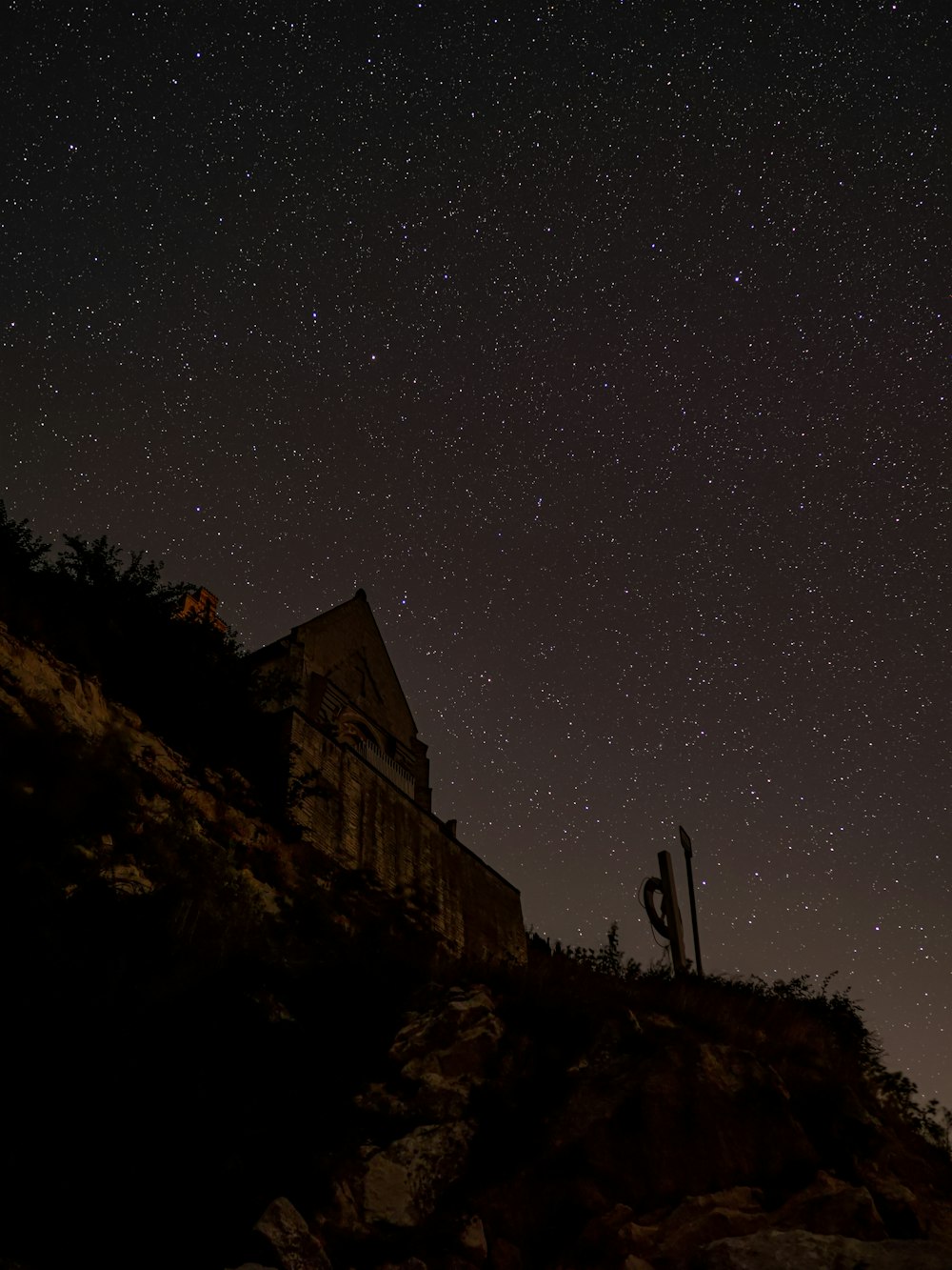 low-angle photography of house under stars