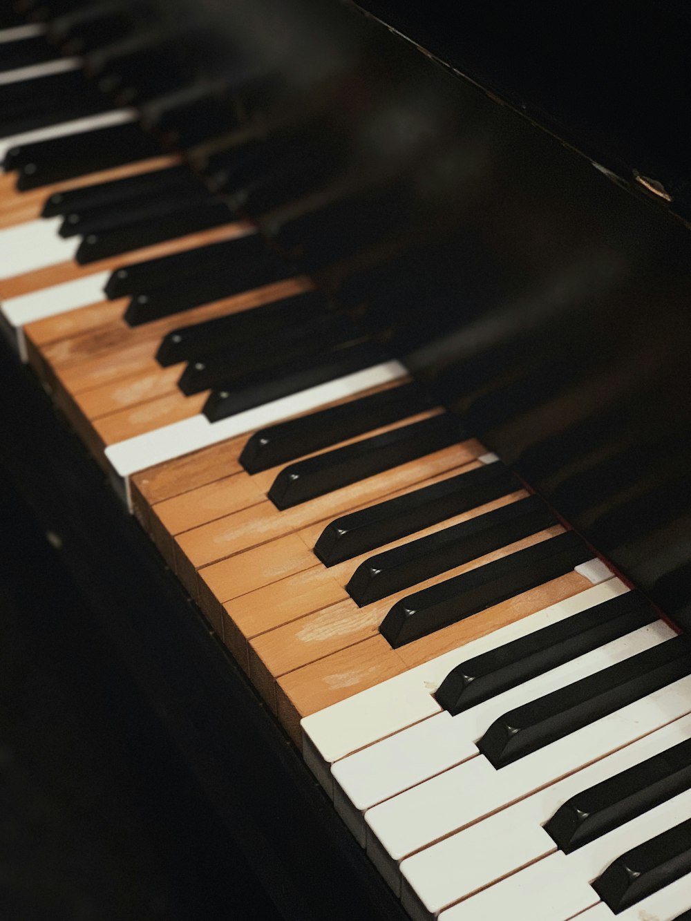 close up photography of black piano