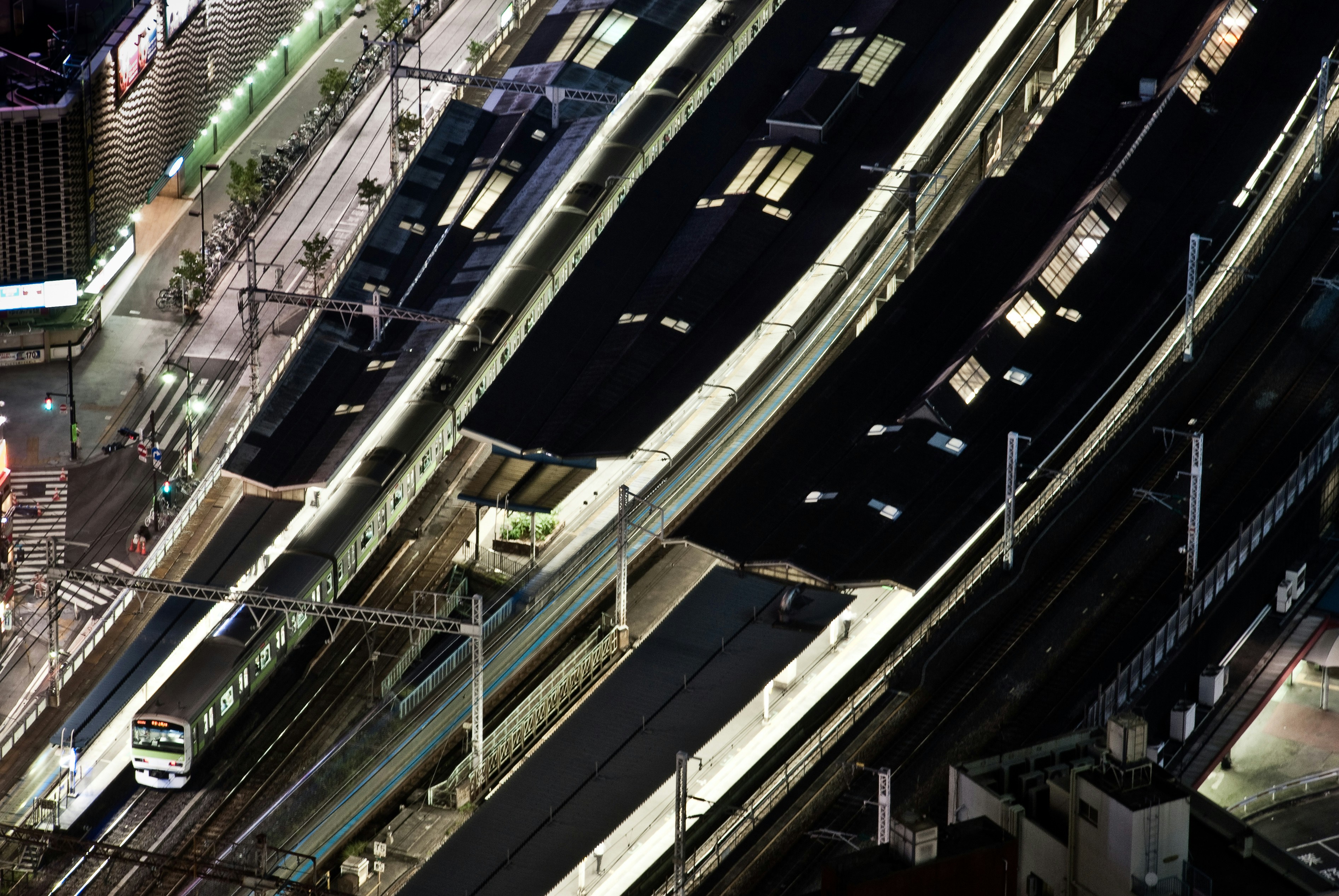 Long exposure of Shimbashi train station, Tokyo