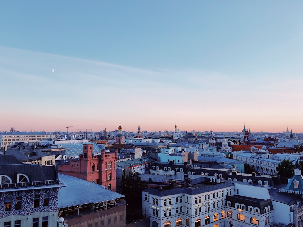 high angle photography of buildings